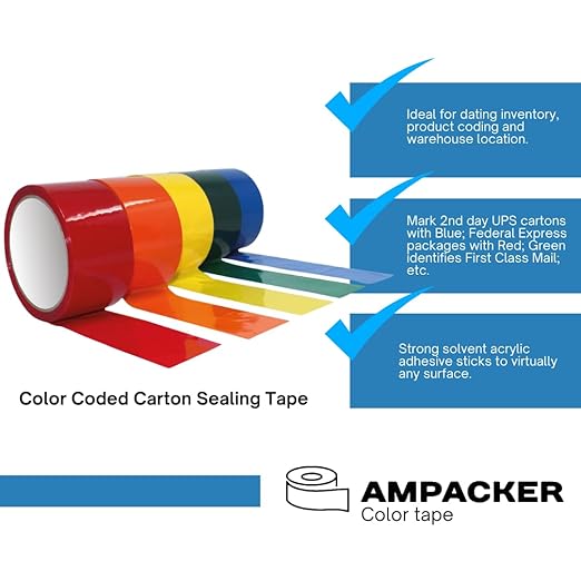 Heavy Duty Packaging Color Tape for Shipping,Packing and Moving 2" Wide x 2.0 Mil Thick -110 Yrd Roll -Acrylic Adhesive Tape for Box Sealing. (36 Rolls, Orange, 2" Wide x 110 yds)