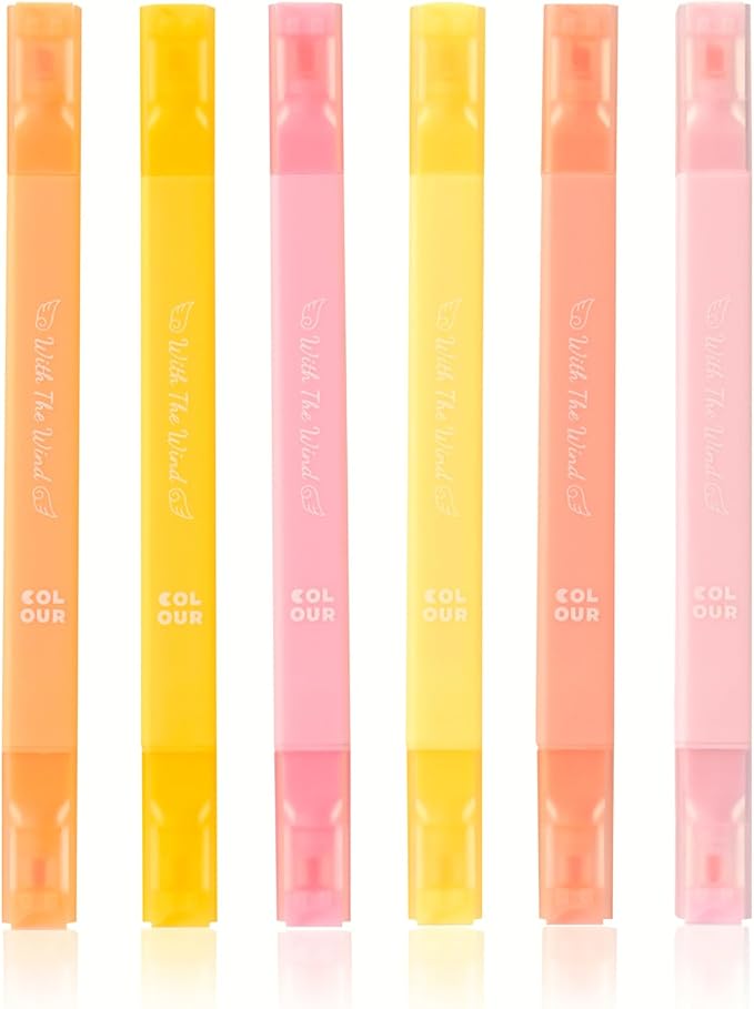 Aesthetic Cute Pastel Highlighters Set, 6 count, Mild Assorted Colors Candy Highlighters, Chisel Tip,No Bleed Bible Marker Pen, Study Journaling School Supplies Planner