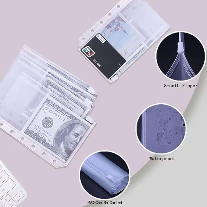 A7 Budget Binder Set - Mini Money Organizer for Cash Saving, Cash Stuffing Envelope System, Planner Binders with Pockets, Sheets and Stickers, Rose Red