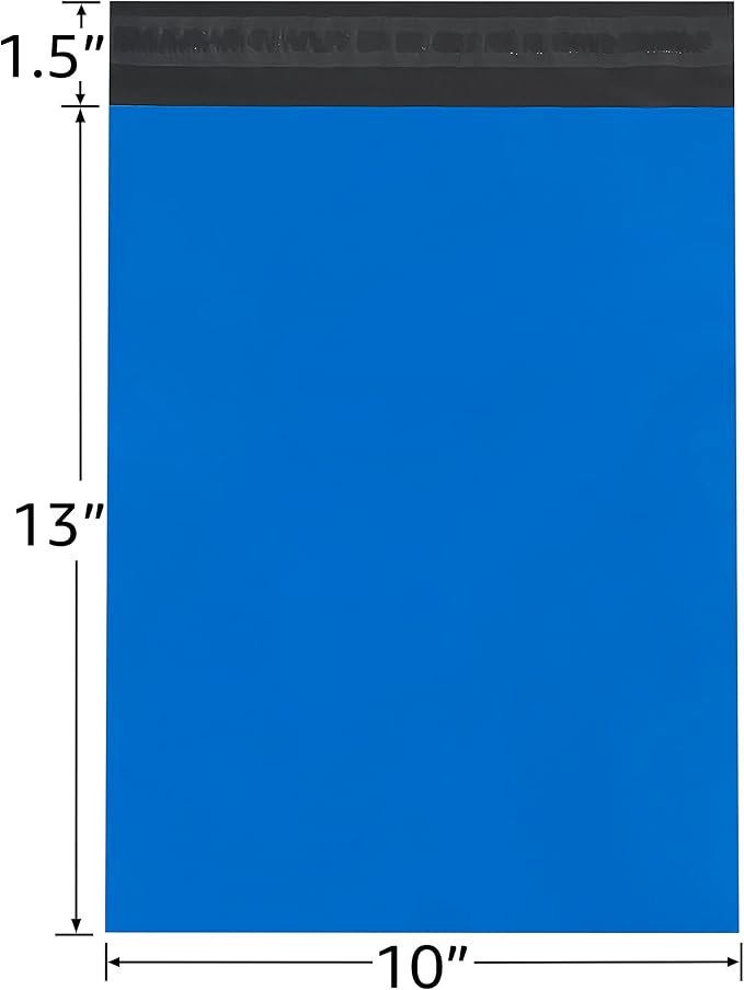 Colored Poly Mailers Pack of: Be creative with your packaging with Colored mailers (Blue, 10" x 13" pack of 200)