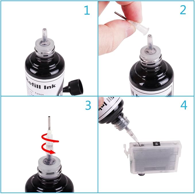 Black Regular Refilled Ink for T254 T252XL120-BCS T252XL220 T252XL320 T252XL420 Workforce WF-7710 WF-7720 WF-7210 WF-3630 WF-7620 WF-7610 WF-3640 WF-3620 Use for Refillable Cartridges or CISS