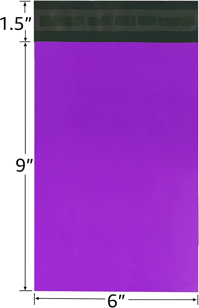 Colored Poly Mailers Pack of: Be creative with your packaging with Colored mailers (Purple, 6" x 9" pack of 200)