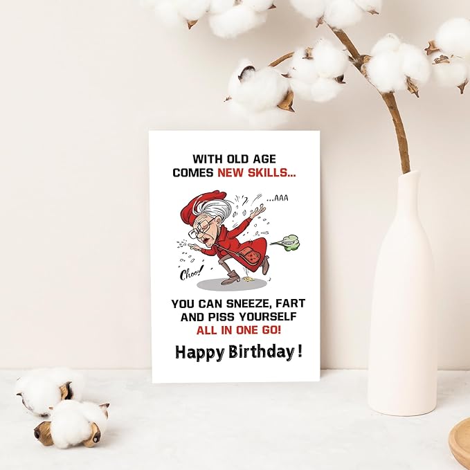 Funny Birthday Gifts for Mature Women,Hilarious Birthday Card for Grandma, Mom,Senior Female Friends,Gag 50th 60th 70th 80th 90th Birthday Card Gift,Humorous Getting Older Card,Aging Gracefully