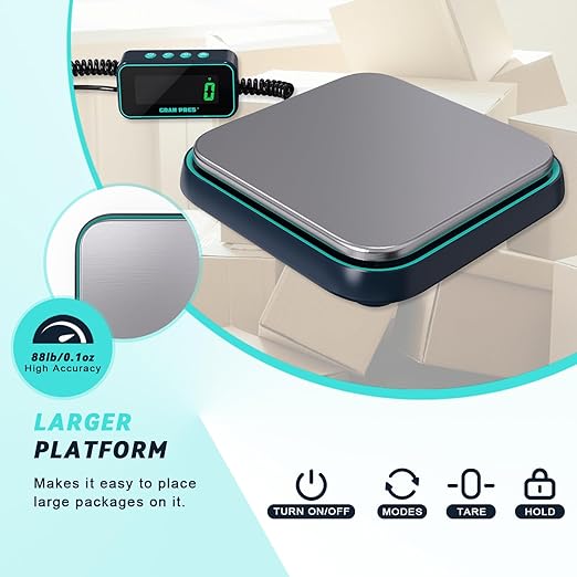 Digital Shipping Scale, 86 lbs/0.1oz Highly Accurate Postal Scale for Packages with Hold/Tare/Separate LCD Display,Stainless Steel Postage Scale,Package Scale for Small Business, Mail Scale