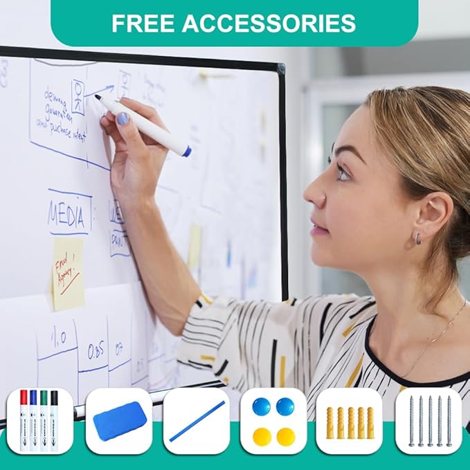 XIWODE Large Magnetic Dry Erase Board,Whiteboard for Wall, 36 x 72 inches, Whiteboard Marker Board Writing Board,Black Aluminum Frame, Durable,Whiteboard for Home School & Office