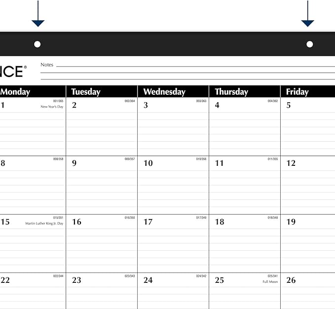 AT-A-GLANCE 2024 Desk Calendar, Desk Pads, Monthly, 21-3/4" x 17", Large, Ruled Blocks, 3 Pack (AZSK240024)