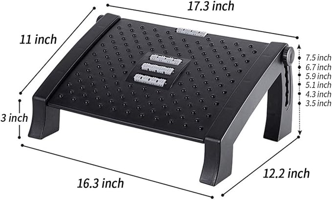 MyPlace Adjustable Height Foot Rest Under Desk at Work - 6 Height Sturdy Office Footrest - Added Heated Foot Mat - Non Slip Bottom - Straighten Back & Hip & Leg and Improve Posture…