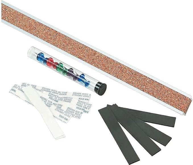 Quartet Bulletin Bar Strip, Cork Board, 24" x 1", Classroom, Office, Cubicle, Aluminum Frame (2004)