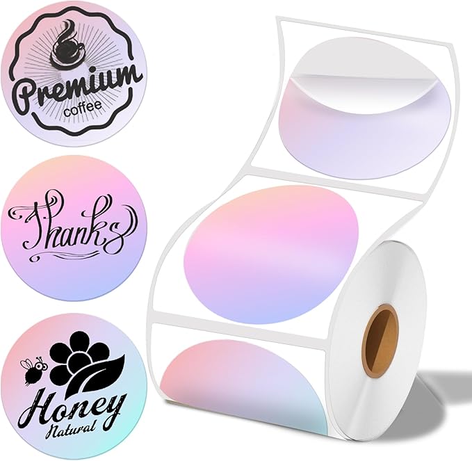 2 x 2 Round Thermal Labels, 2 inch Round Thermal Sticker Labels for Business and Home, for Label Printer, for M110/M220/M221 Label Maker,140 Labels for Printer, Fantasy Purple