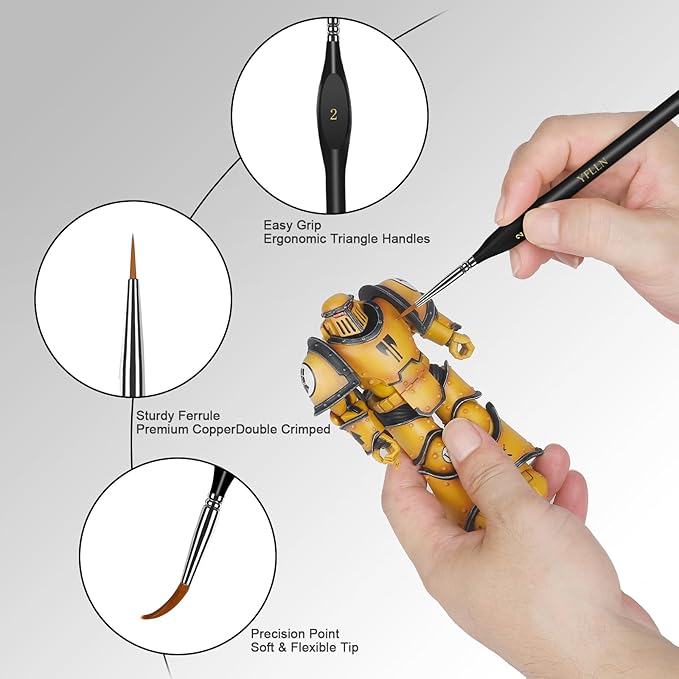 Miniature Paint Brushes, 15PCS Model Brushes Micro Detail Paint Brush Set, Fine Detailing for Watercolor, Oil, Face, Acrylic, Nail, Line Drawing, Scale Model Painting, Mandala Painting(Black)