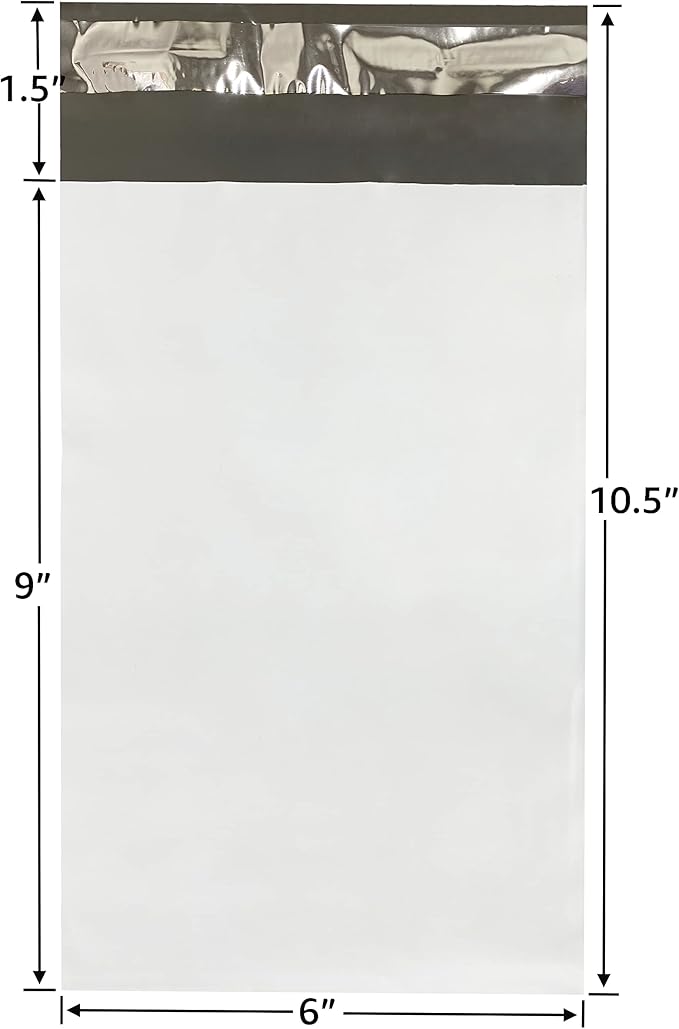 Colored Poly Mailers Pack of: Be creative with your packaging with Colored mailers (White, 6" x 9" pack of 200)