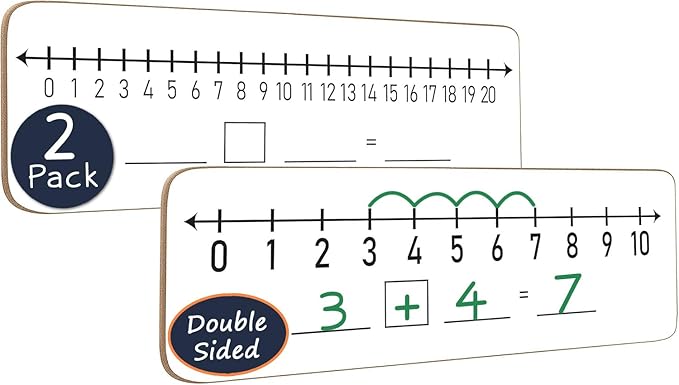 2 Pack Dry Erase Number Line Board 4βx12β Inch Lapboard Double Sided White Board Featuring 0-10 Number Line On One Side 0-20 On The Other for Students Desk