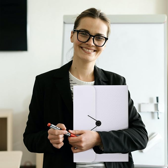 SKYDUE Expanding File Folder with 7 Pockets, Accordion File Organizer, Portable Folders for Documents, School Office Supplies Bungee Closure, Letter/A4 Size White