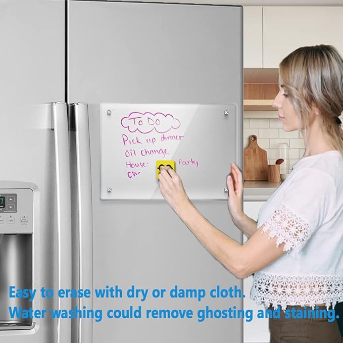 Acrylic Note Board Refrigerator Dry Erase Board Magnetic Clear 15βx11 Includes 4 Dry Erase Markers
