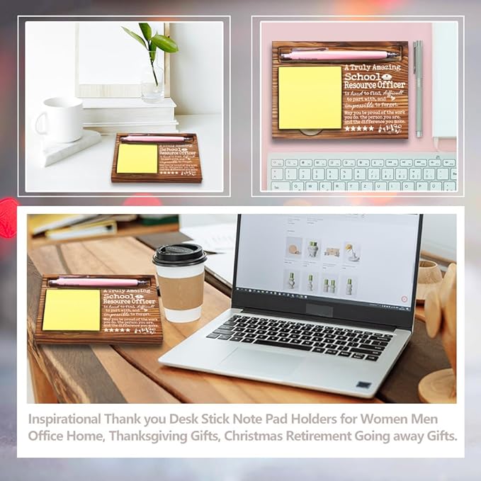 Thank You Appreciation Gifts for School Resource Officer, Going Away Gift Retirement Gift for School Resource Officer, Best School Resource Officer Gifts Self-Stick Note Pad Holders-DW47