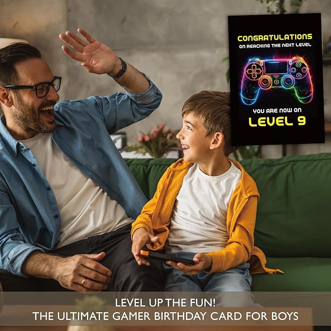 Gooji 5x7 Gamer Birthday Card for Boys โ Cool Video Game Birthday Card for Son, Grandson, Brother, Nephew, Kids Ages 9, 10, 11, 12 โ Fun Gift for Gamers (12Y)