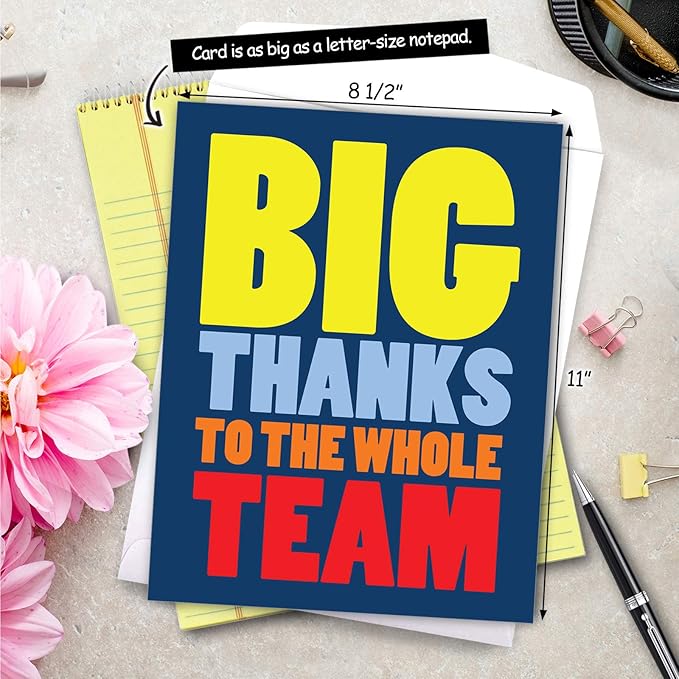 NobleWorks - Jumbo Thank You Greeting Card (Team) 8.5 x 11 Inch with Envelope (1 Pack) Large To The Whole Team J9150TYG