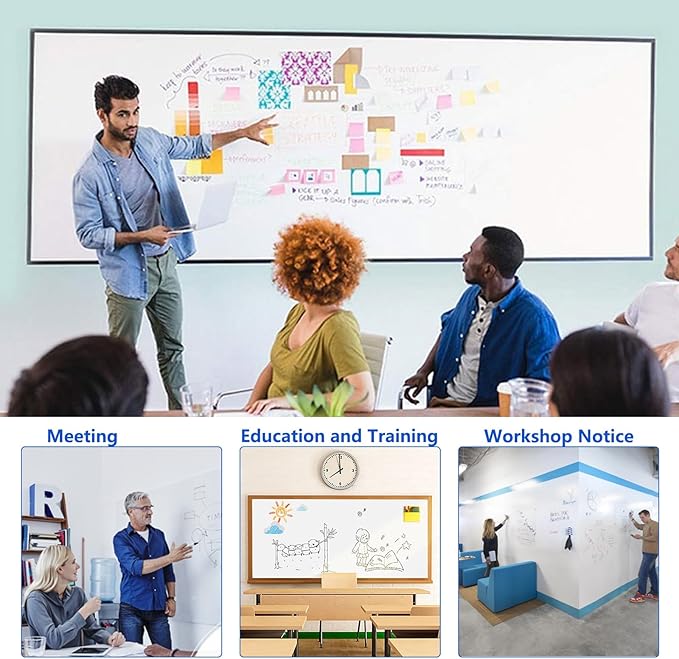 Magnetic White Board Film, 38" x 19" Dry Erase Board for Wall, Self Adhesive Whiteboard Paper Set for Office, Conference Room, Classroom, Home, Include Marker, Magnetic Eraser and Magnets