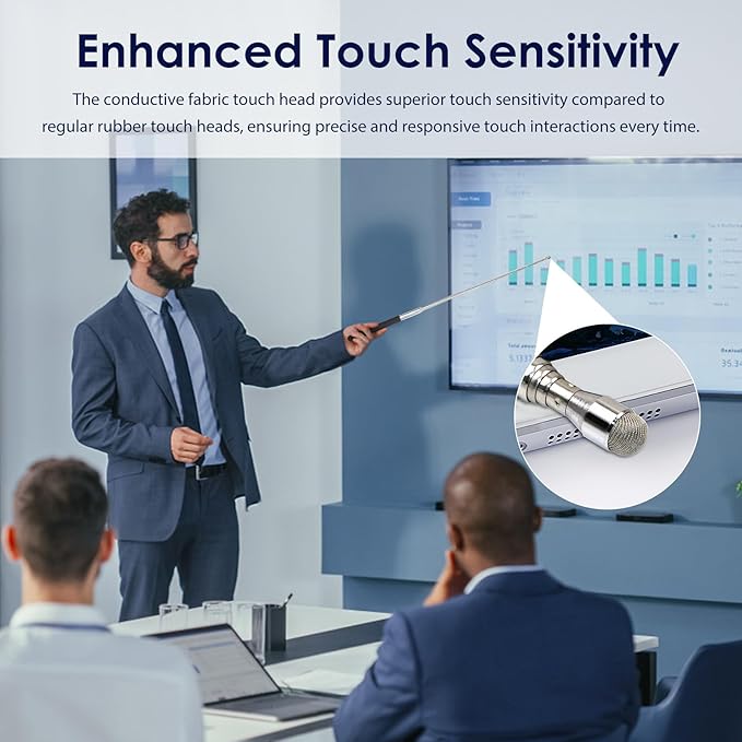 Retractable Teacher Pointer ππ.π'', Pointer Stick with π¦πππΉππ Smooth Sensitive Tablet Pen Stylus Pen, Teacher Coach Presenter Pointer Black