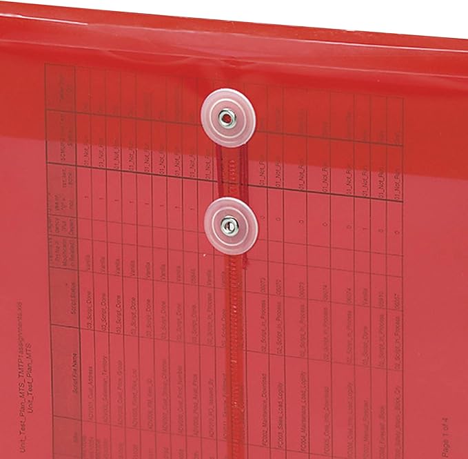 Smead Poly Envelope, 1-1/4" Expansion, String-Tie Closure, Top Load, Letter Size, Red, 5 per Pack (89547)