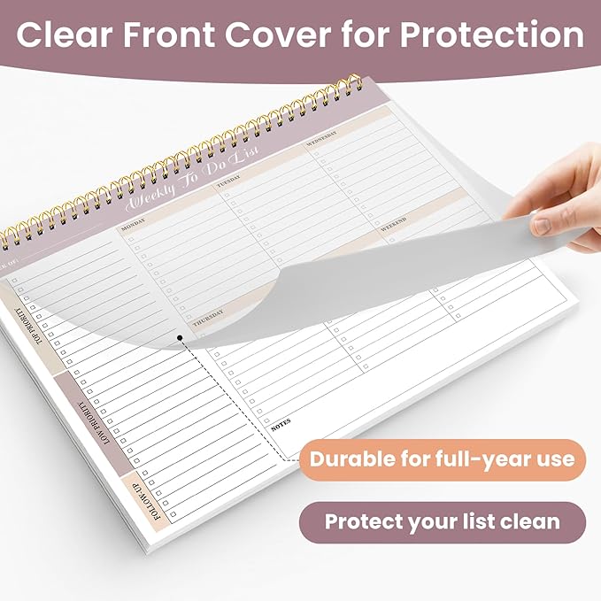 Weekly To Do List Notepad with 52 Undated Sheets(8.5"×11")- Undated Weekly Planner Notepad for Office Desk Accessories and Supplies - Midnight Lilac