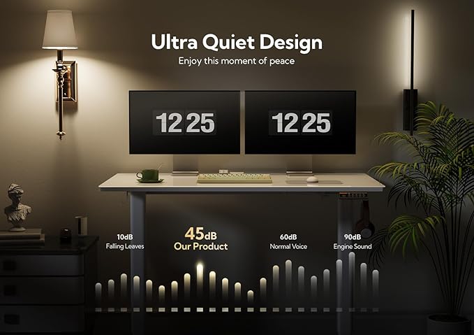 Glass Standing Desk, Electric Standing Desk Adjustable Height, 48 Inch Adjustable Stand Up Desk, Quick Install Home Office Computer Desk, Super White