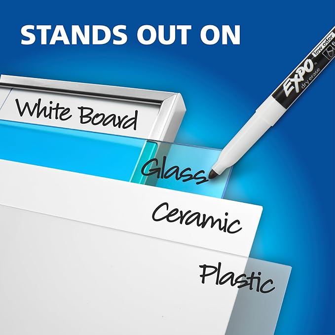EXPO Fine Tip Dry Erase Markers, Low Odor, Black Ink, 36-Count Set, Ideal for Classroom, Office, and Home Use