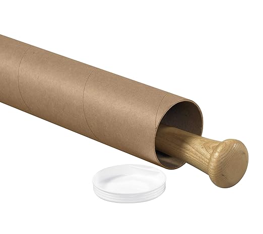BOX USA BP3006K Mailing Tubes with Caps, 3" x 6", Kraft (Pack of 48)