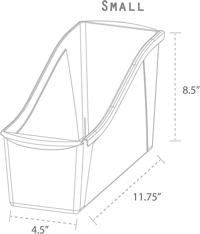 Storex Small Book Bin, Linking Storage Bins, Dry Erase Surface, 11.75" x 8.5" x 4.5", Onyx, 6-Pack, Oynx