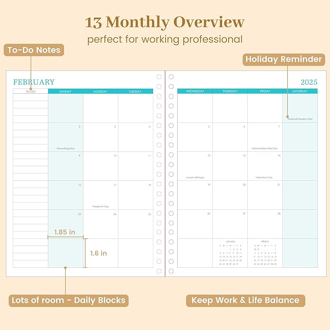 Yoment 2025 Planner Weekly and Monthly 8.5"x11" Hardcover 2025 Planner Dec 2024-Dec 2025 with 13 Month Tabs,Spiral Bound 2025 Calendar Monthly Planner for Women with Stickers Yearly Agenda,Black