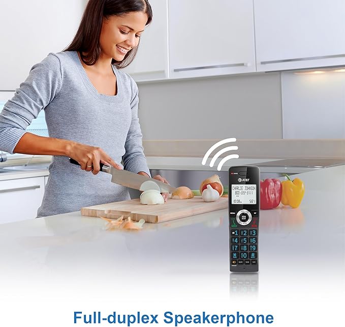 AT&T GL2101-5 DECT 6.0 5-Handset Cordless Home Phone with Call Block, Caller ID, Full-Duplex Handset Speakerphone, 2" White Backlit Display, Lighted Keypad (Graphite & Black)