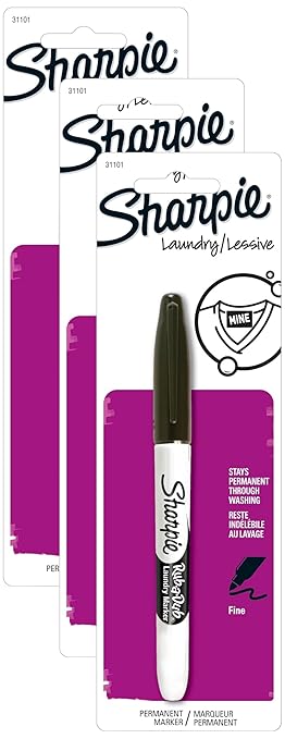 SHARPIE Rub-A-Dub Permanent Laundry Marker Fine Black - Pack of 3