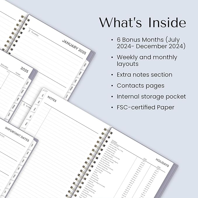 Blue Sky 2025 Weekly and Monthly Planner Calendar, January 2025 - December 2025, 5" x 8", Flexible Frosted Cover, Laminated Tabs, Durable Wirebound, Sophie