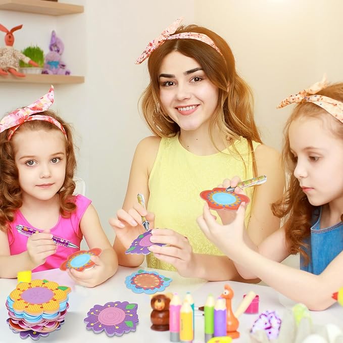 Geyee 80 Pcs Flower Theme Sticky Notes and Pens Set, Floral Memo Pads Colorful Flower Ballpoint Pens Foral Party Gift Supplies for Student Classroom School Theme Birthday Party Gift Favors