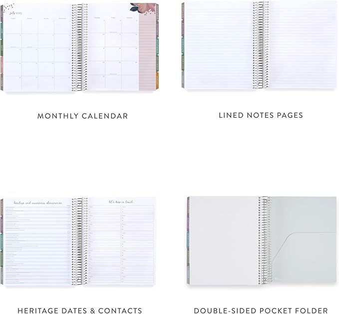 Erin Condren 12-Month Spiral Life Planner (Jan 2025 - Dec 2025) | 7x9 Weekly Planner with Monthly Calendars | Canvas Asterisk Covers, Bold Blooms Interior, Vertical Layout, Platinum Coil