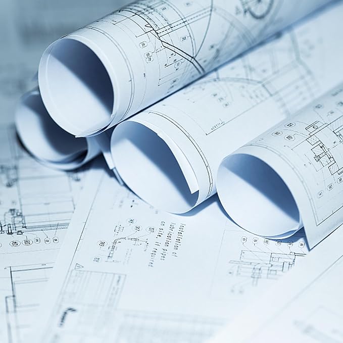 VOISEN Wide Format Paper,4 Rolls Plotter Paper 36 In x 150 Ft, 20lb CAD Bond Rolls on 2" Core for CAD Printing on Wide Format Ink Jet Printers