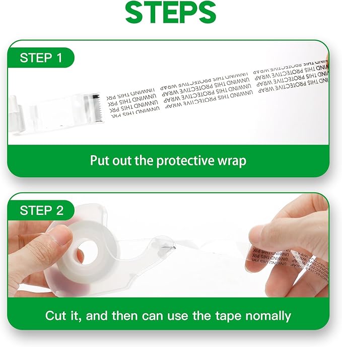 LOCKLOCK Double Sided Tape Light Duty, 40 Pack, 1/2 x 350 inches, Narrow Double StickTape with Dispenser for Crafts, Gift Wrapping, Clear Tape Double Sided for Office School Supplies.