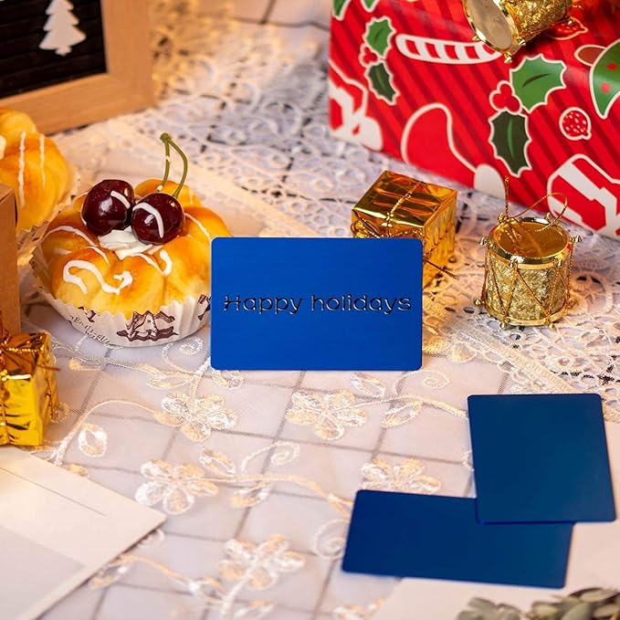 Thick Blue Aluminum Metal Business Cards Anodized Aluminum 86 X 54 X 0.8mm 15 pcs Include Protector Sleeves(Frosted)