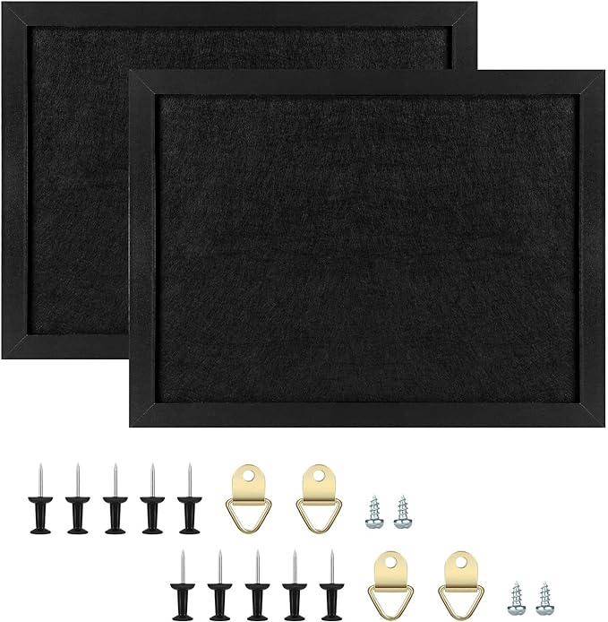 TORASO Cork Board Bulletin Board, Approx. 20" X 30" Cork Boards for Walls with Pins, Eye Bolts, gaskets, Screws, Pin Board for Office, School and Home (BK,50x75cm,2p