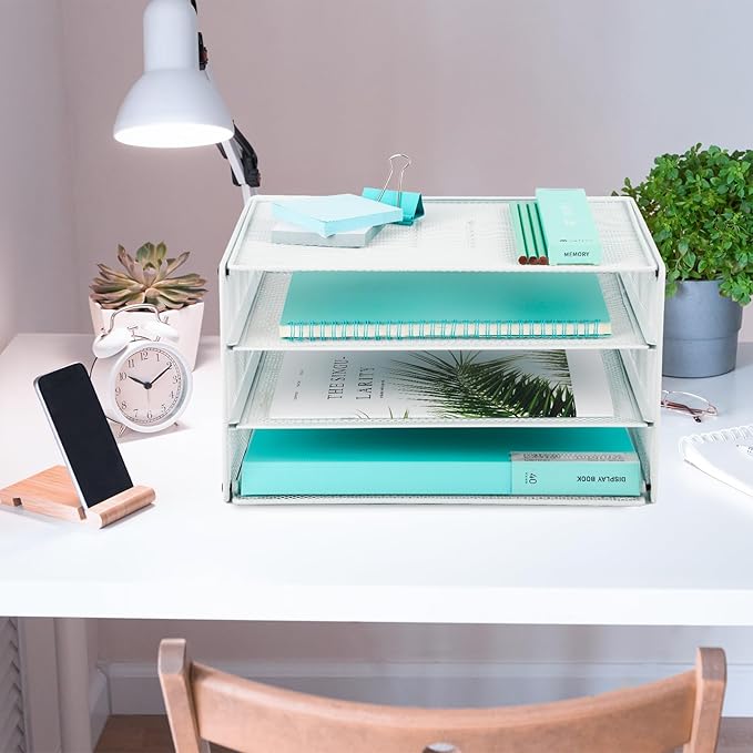 EASEPRES 3 Tier Desk Paper Organizer, White