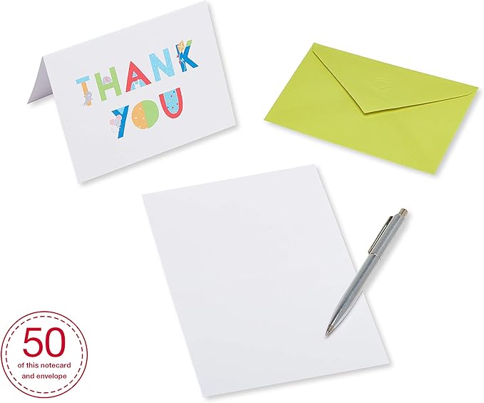 American Greetings Baby Shower Thank You Cards with Envelopes, Baby Icons (50-Count)