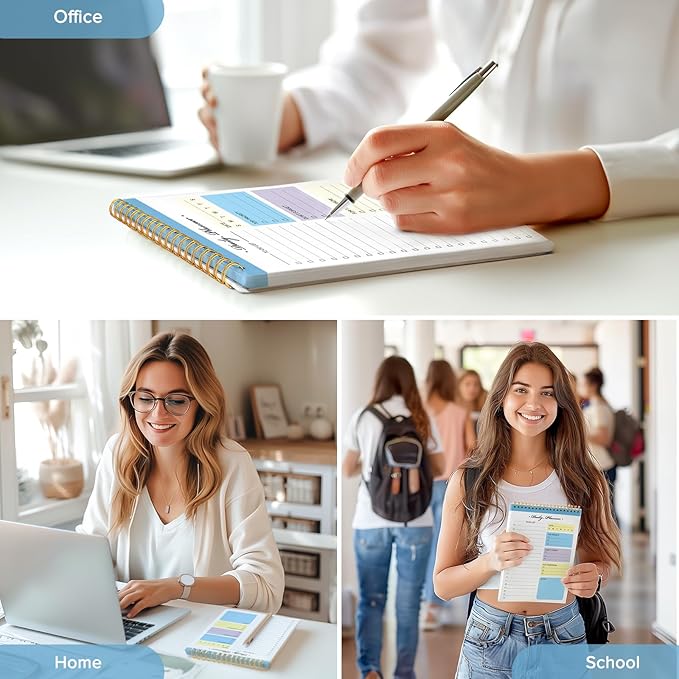 To Do List Notepad, To Do List Notebook for Work with 52 Undated Sheets, Daily To Do List Planner, Checklist Organizer Notebook for Office, Home and School- Blue