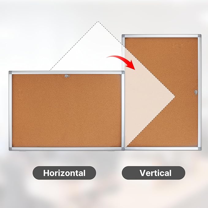 Outdoor Enclosed Cork Bulletin Board Tamper-Proof Dispaly Case, Aluminium Frame, Weatherproof Cork Noticeboard, Enclosed Cork Board for School, Office, Restaurant, Hospital etc(36 * 24inches)