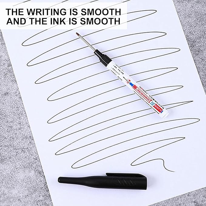 4 Pcs Multi Purpose Deep Hole Marker Pens,Long Nib Head Marker Waterproof Colorful Carpenter Pen for Bathroom Woodworking Decoration,Red Black Blue Green Ink Permanent Markers Marker Pens (Green)