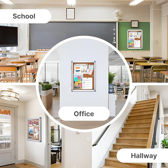 Outdoor Enclosed Cork Bulletin Board Tamper-Proof Dispaly Case, Aluminium Frame, Weatherproof Cork Noticeboard, Enclosed Cork Board for School, Office, Restaurant, Hospital etc(20 * 16inches)