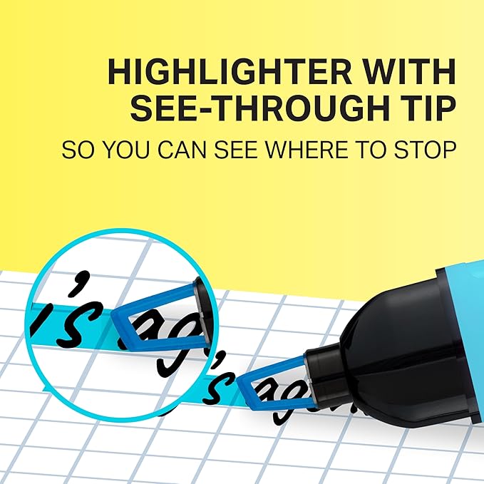 SHARPIE Clear View Highlighter, Chisel Tip Fluorescent And Pastel Highlighters, See Through Tip Highlighter Marker Set, Tank Highlighter, Assorted Colors, 8 Count