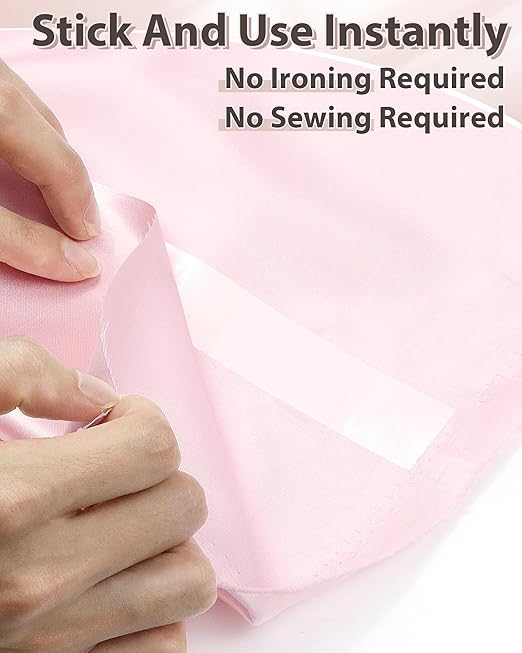 PLANTIONAL 2 Rolls Double-Sided Sticky Fabric Tape, No Sewing Required, Gluing, or Ironing Stitch Witchery Adhesive Cloth Tape, 2/5" x 54.6 Yd and 1" x 54.6 Yd Fabric Hemming Tape