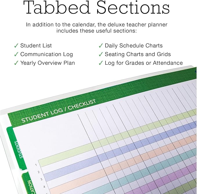 Aug 2024-Jul 2025 Deluxe Teacher Planner Notebook 8.5x11 Daily Weekly Monthly Organizers with 7 Periods, Pocket Folder, Dated Calendar, Page Tabs, Bookmark and Planning Stickers (Golden Desert)