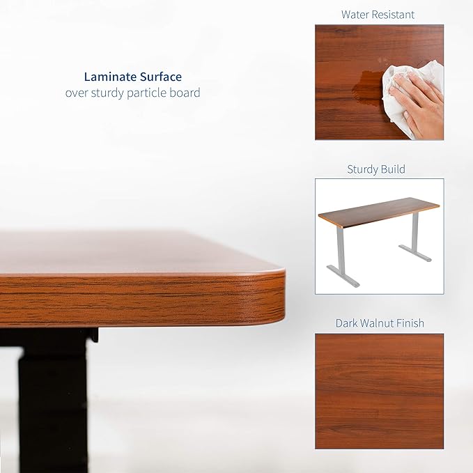 VIVO Dark Walnut 43 x 24 inch Universal Solid One-Piece Table Top for Standard and Sit to Stand Height Adjustable Home and Office Desk Frames, DESK-TOP43D