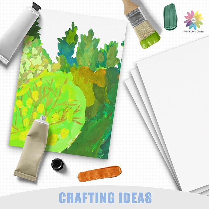 Mat Board Center, 25 pack 9x12 Corrugated Cardboard sheet, 1/8 inch thick, Flat Cardboard Inserts for Mailing, Packaging & Shipping, Cardboard Backing, Craft Card Board (White on one side)